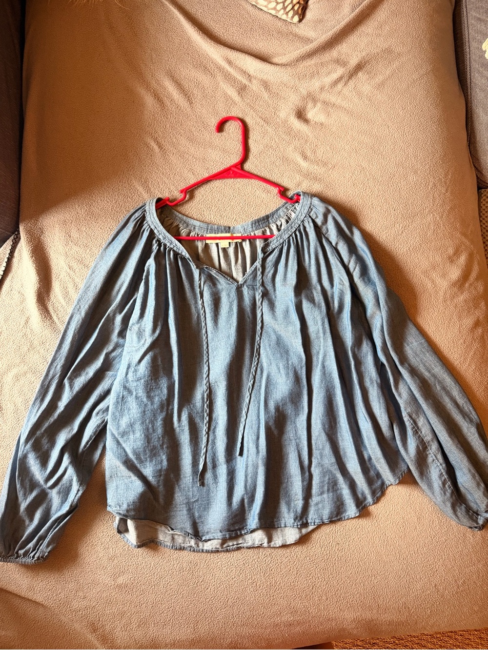 The Loft Peasant Blouse - Light Denim Blue